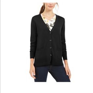 Charter Club Black merino wool vneck cardigan